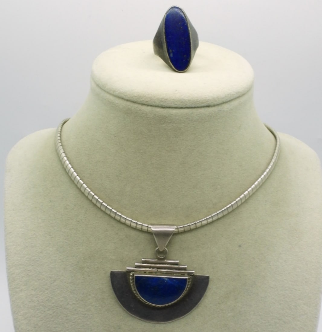 Lapis Lazuli Vintage Sterling Set (1 of 1)