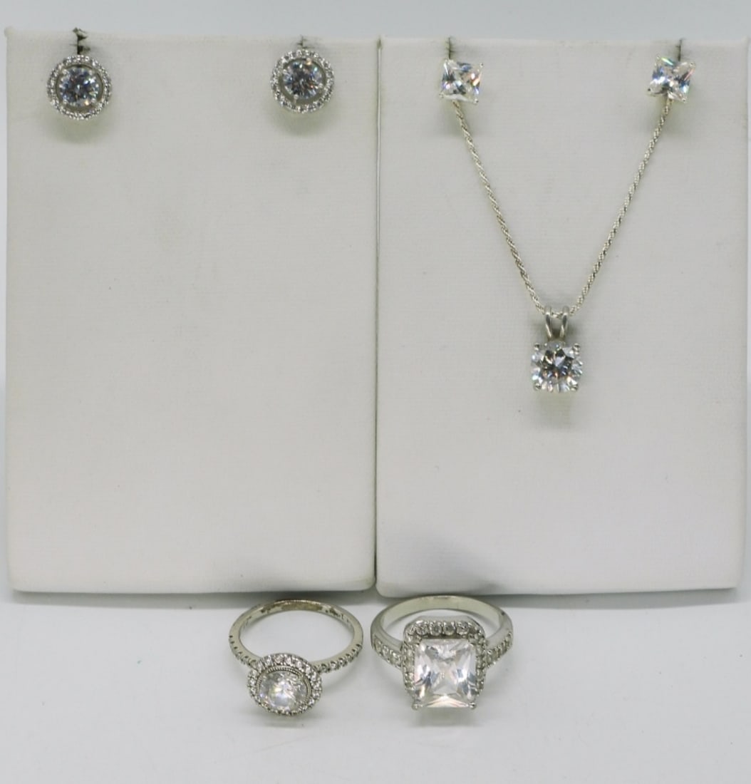 Bridal Style Sterling Rings, Earrings, Necklace (1 of 4)