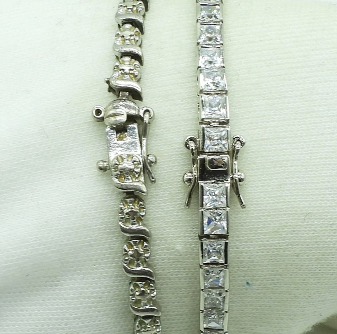 Two Sterling Simulated Diamond Bracelets - 2