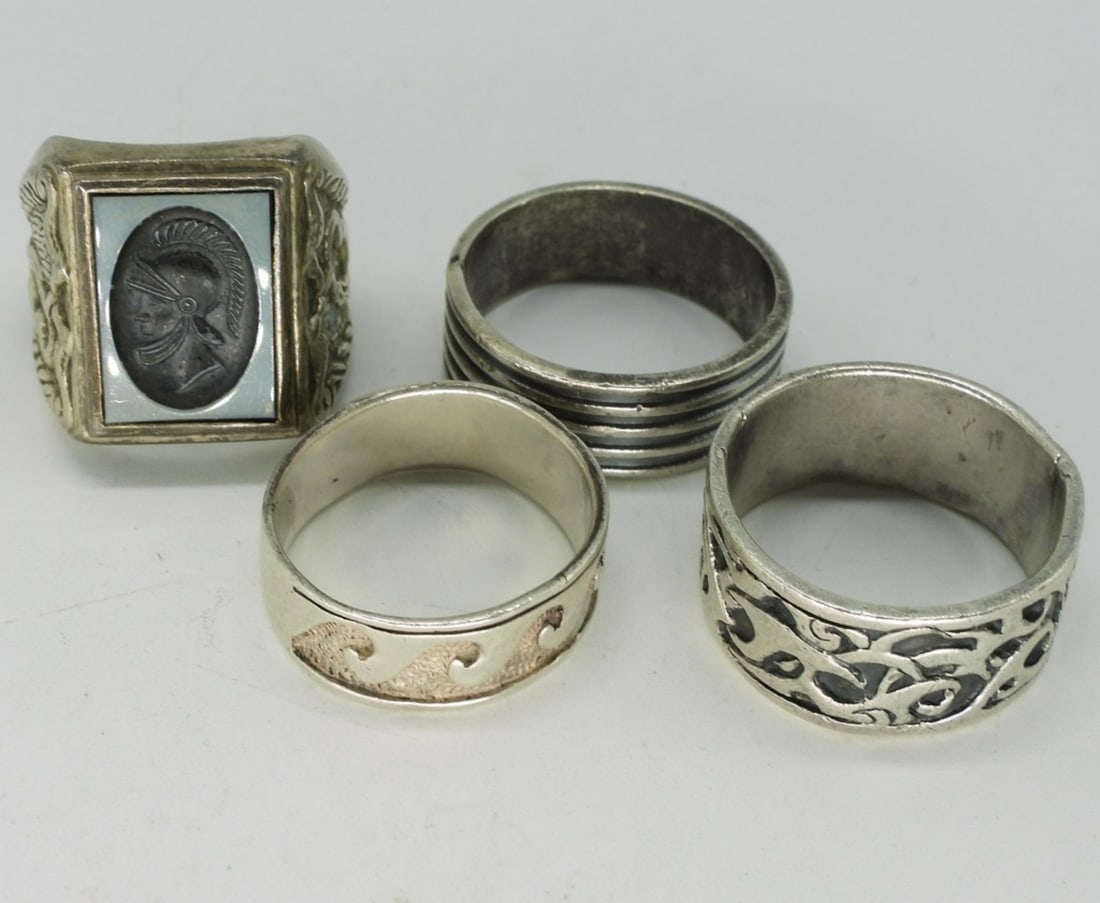4 Sterling Mens Fashion Rings (1 of 2)