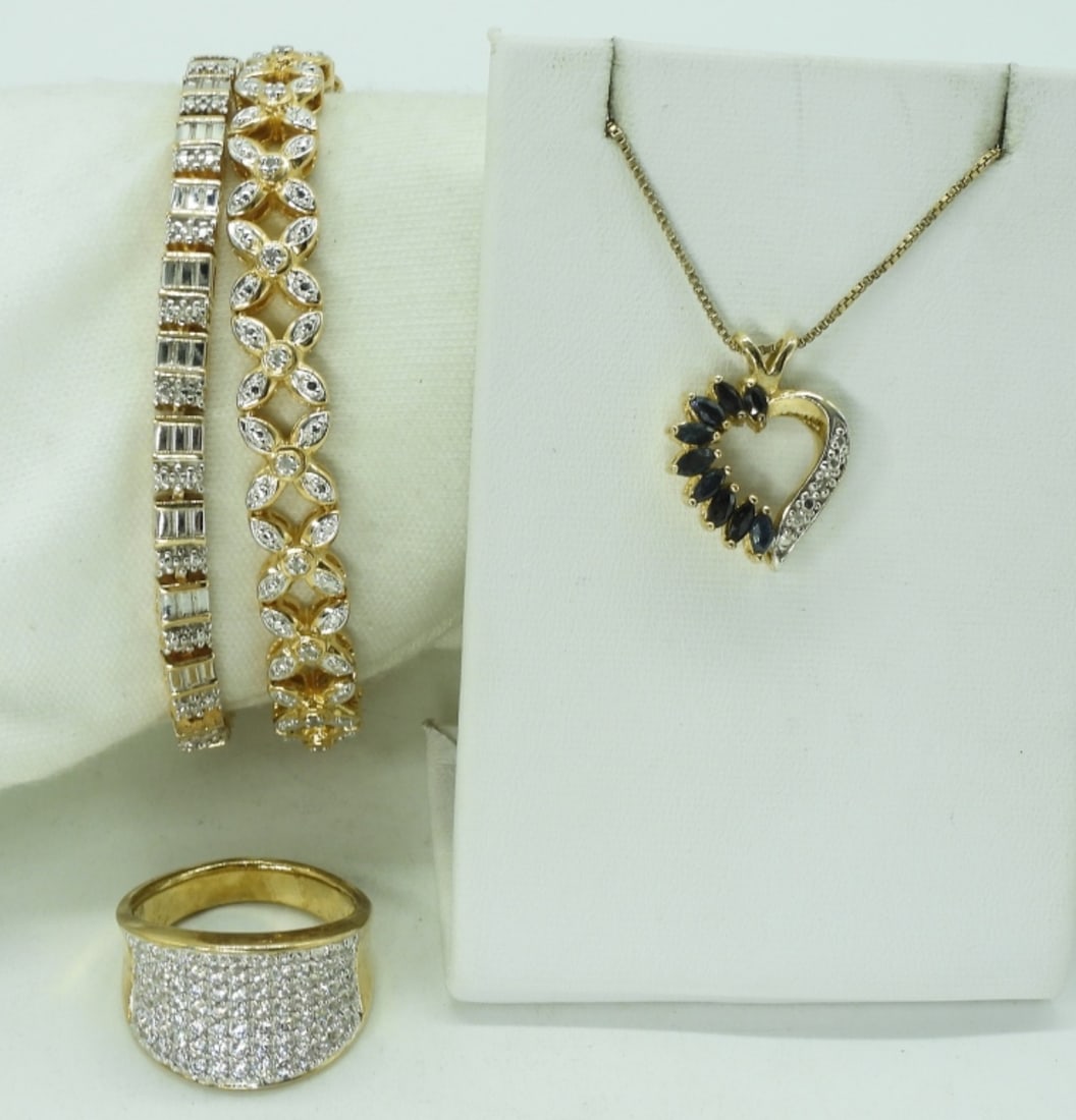 Gold Tone Sterling Bracelets, Ring & Necklace (1 of 1)