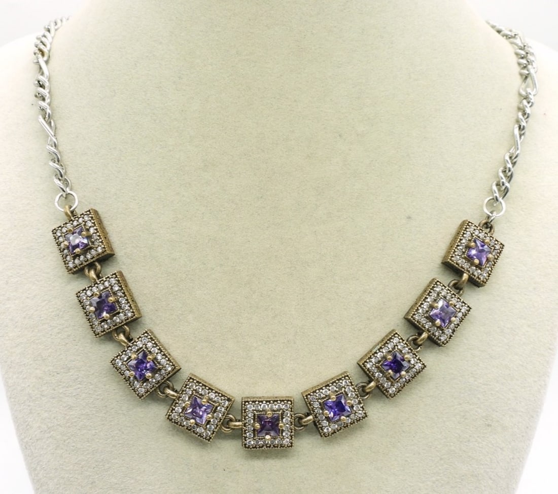 Sterling & Gold Tone Amethyst Necklace (1 of 3)