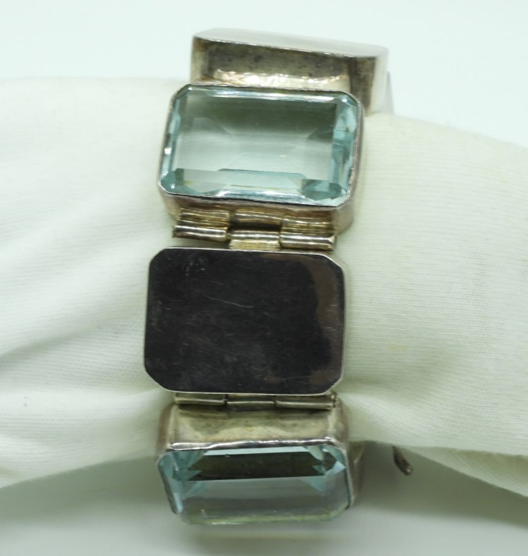Large Taxco Blue Topaz 925 Bracelet (1 of 3)