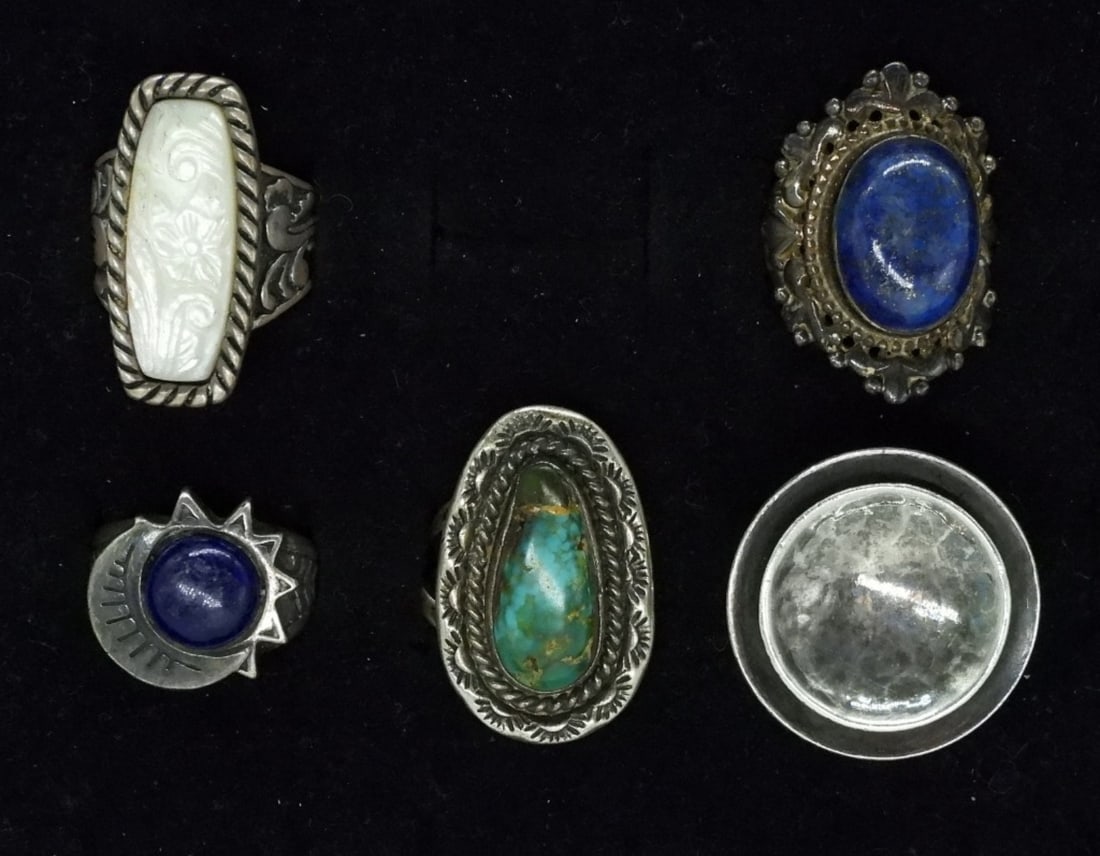 5 Vintage Gemstone Rings, Sterling (1 of 2)