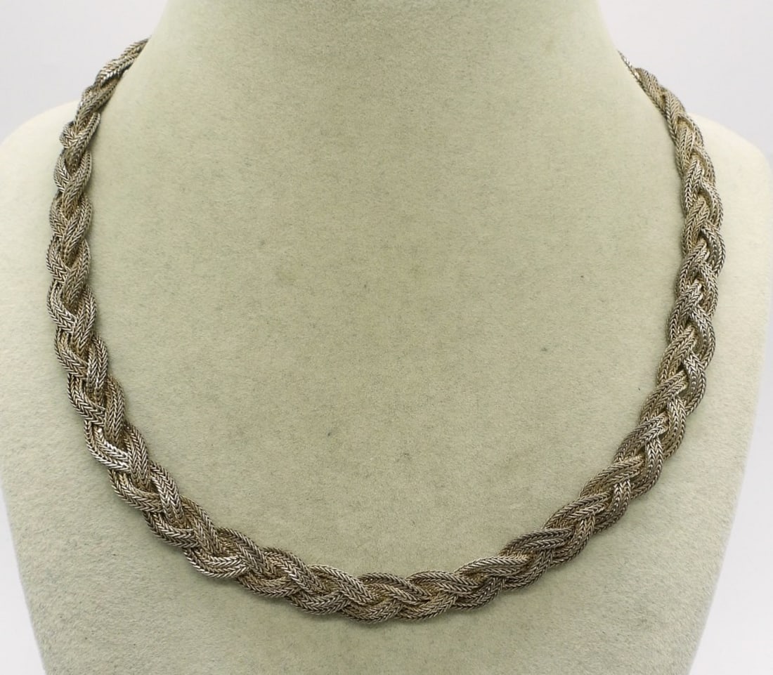 Vintage Sterling Braided Necklace (1 of 2)