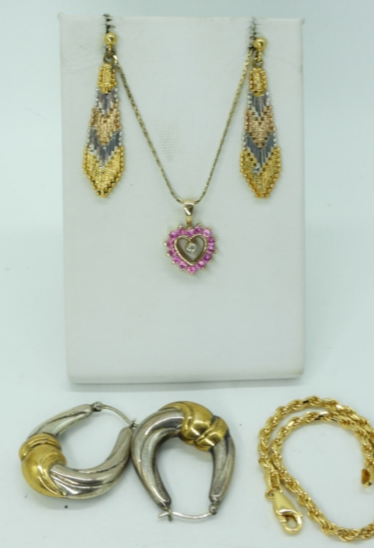 Gold Tone Sterling Ruby Necklace & More (1 of 1)