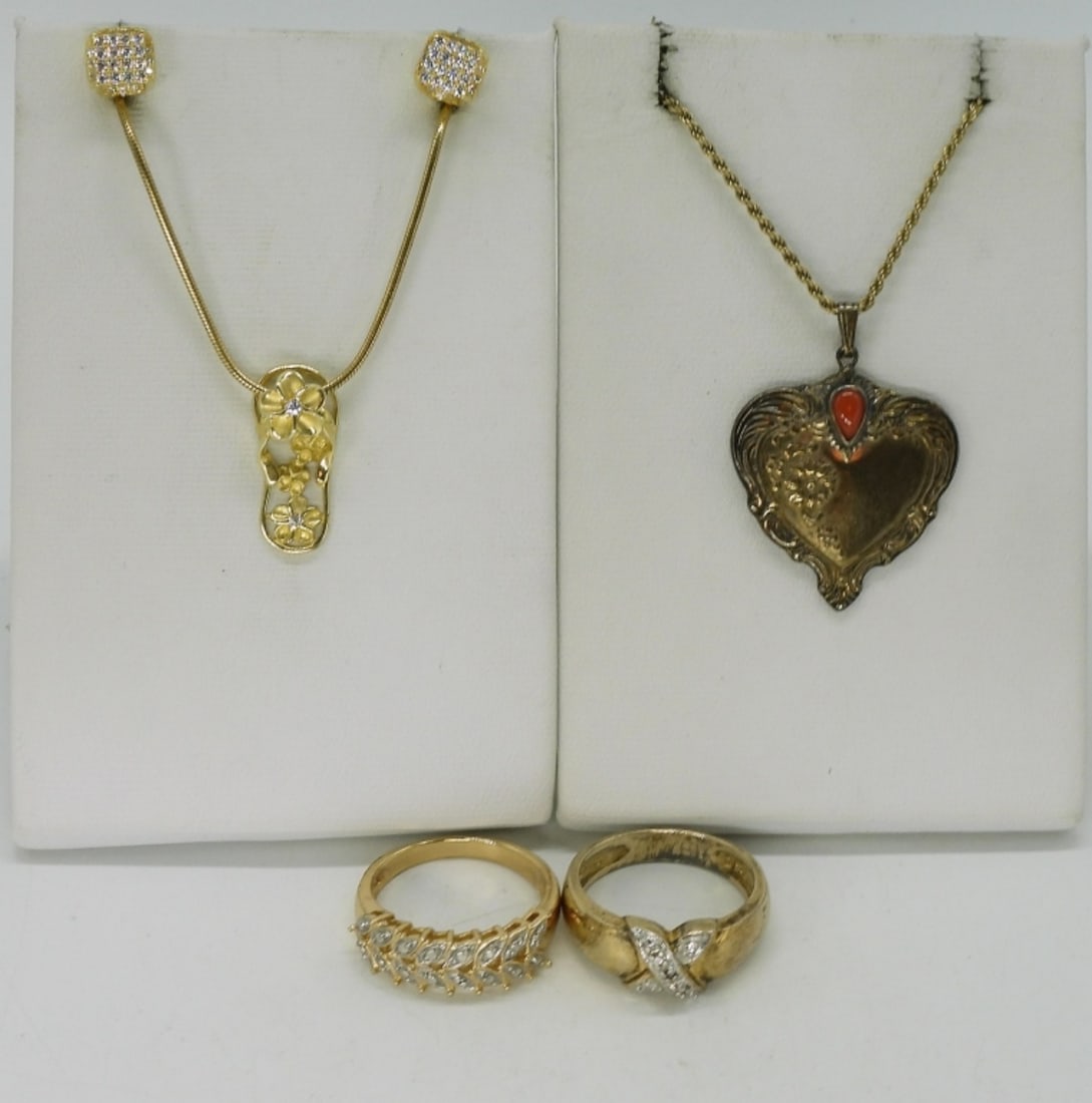 Gold Tone Sterling Rings, Necklaces & Earring (1 of 3)
