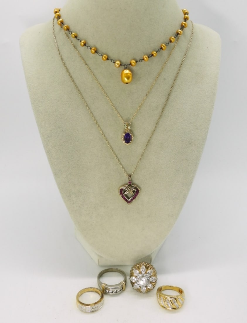 Gold Tone Sterling Rings & Necklaces (1 of 4)