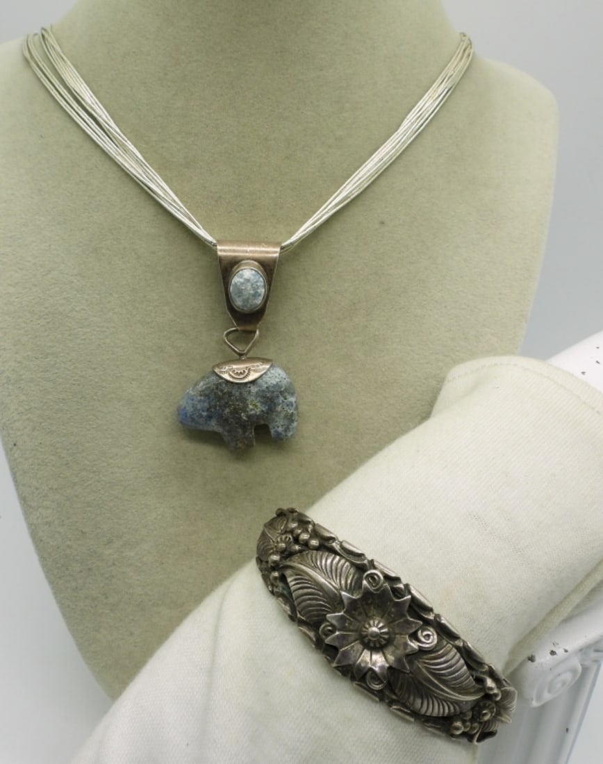 Handmade Sterling Floral Cuff Bracelet (1 of 5)