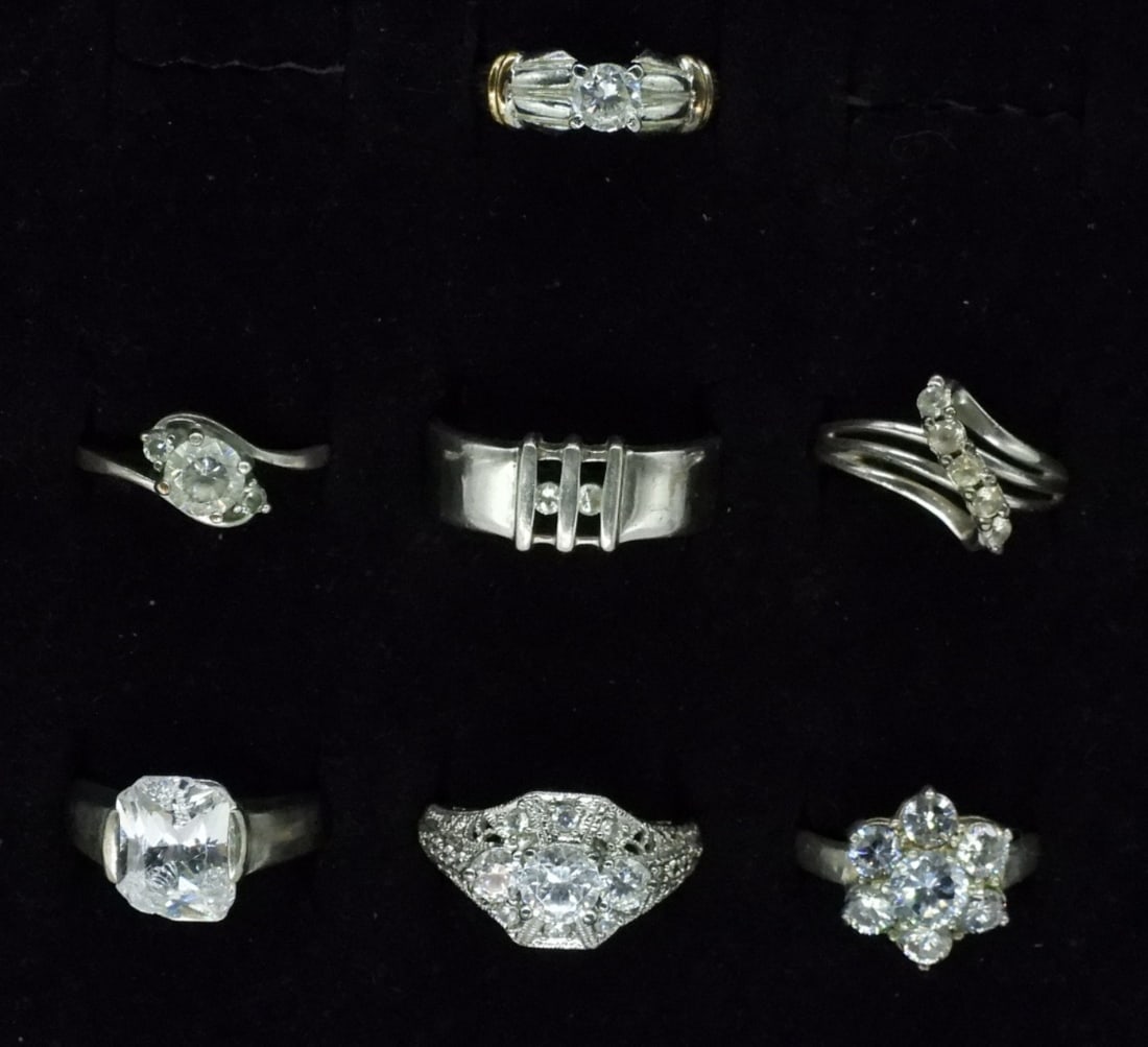 7 Bridal Style Sterling Rings (1 of 2)