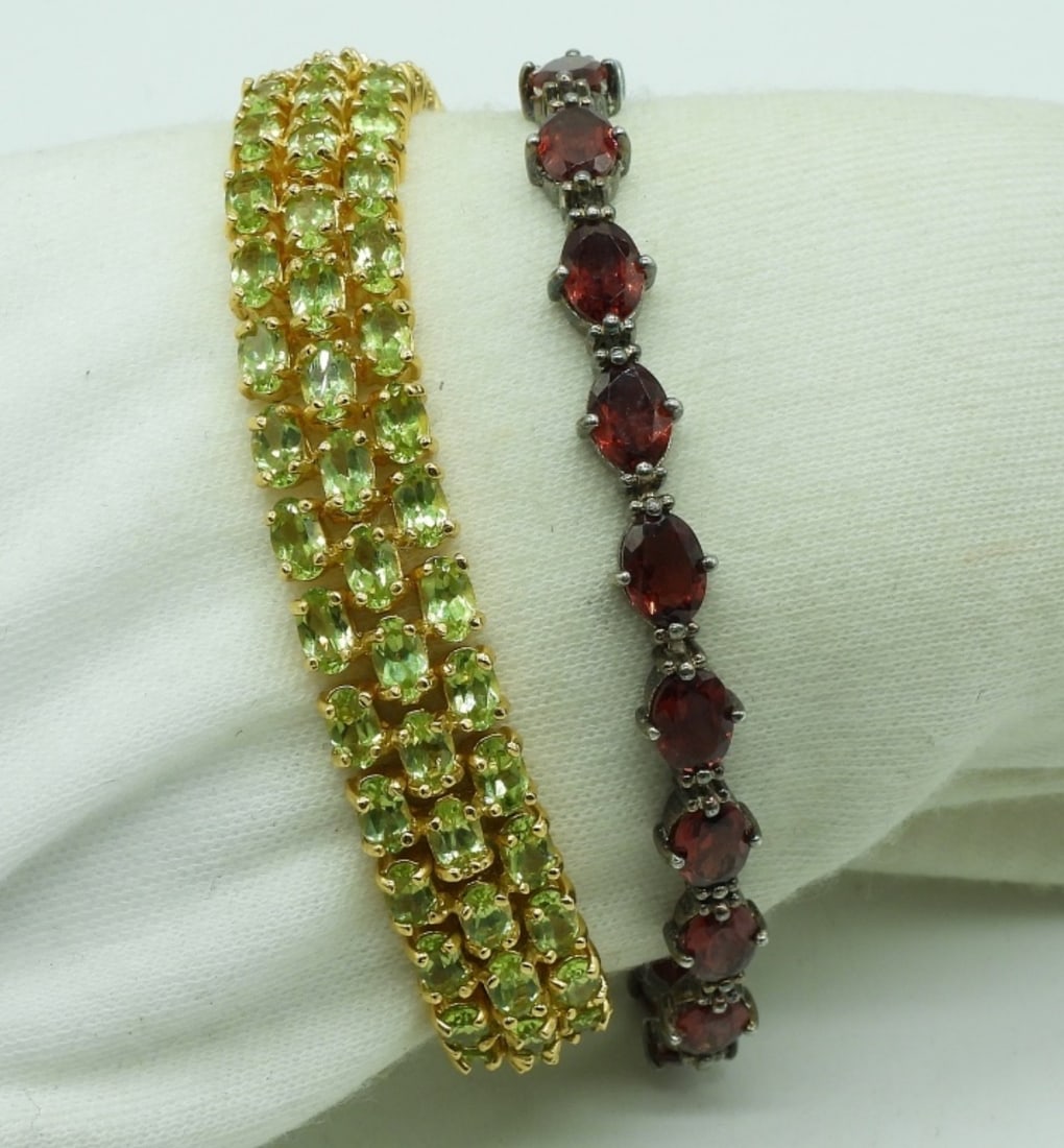 Peridot & Garnet Sterling Bracelets (1 of 2)