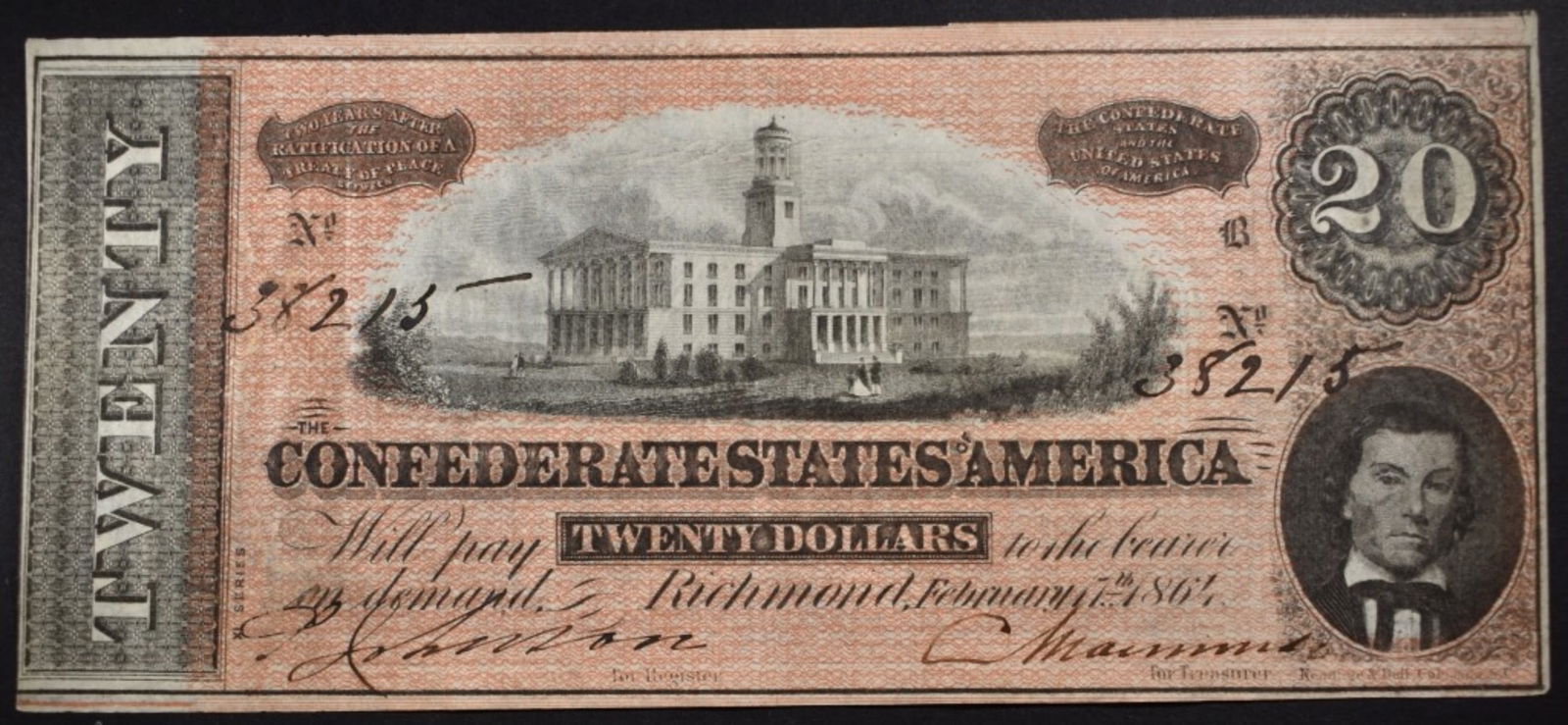 1864 $20 Confederate Note (1 of 2)