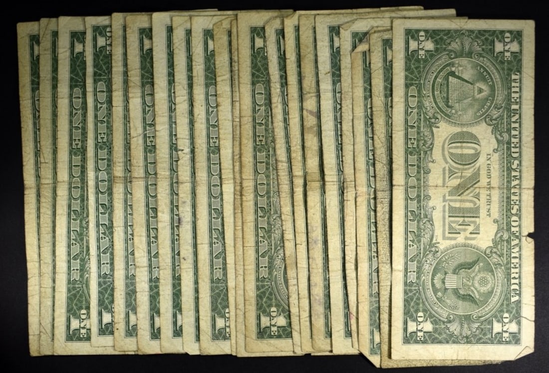 20- 1957 $1 Silver Certs, Low Grades - 2