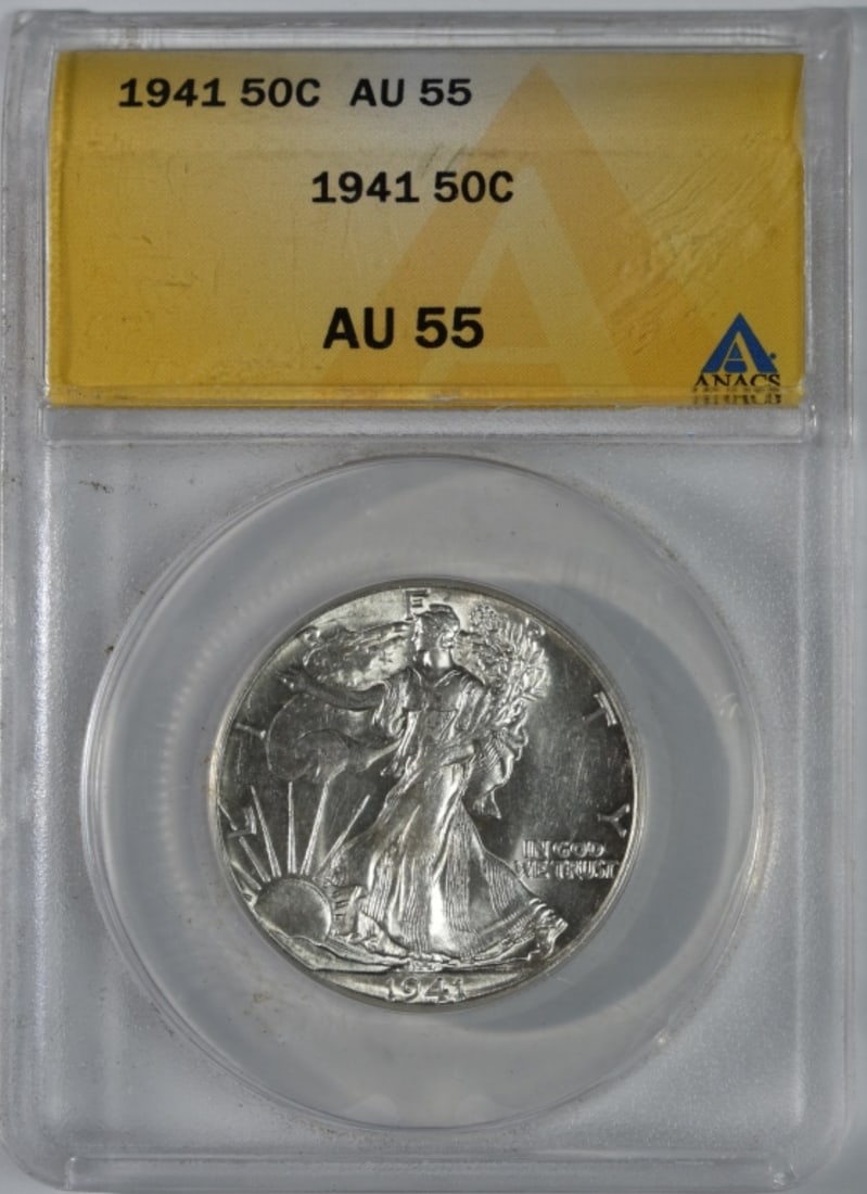 1941 Walking Liberty Half, ANACS AU-55: Your #1 shop for all things collectible.