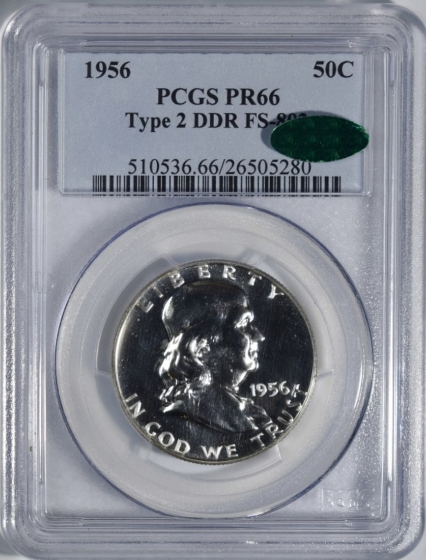 1956 T-2 Franklin Half, PCGS PR-66 CAC (1 of 2)