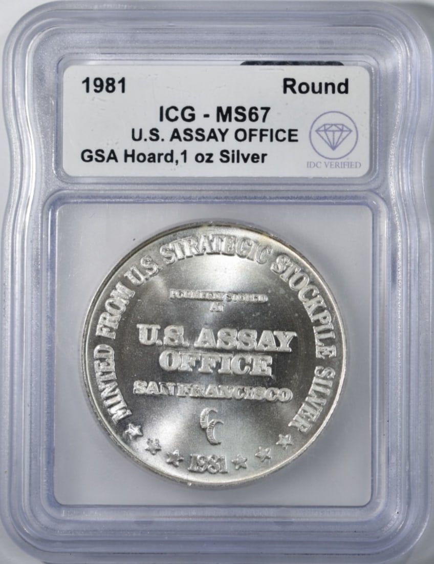 1981 1oz 999 Silver U.S. Assay Office, IDC MS-67 (1 of 2)