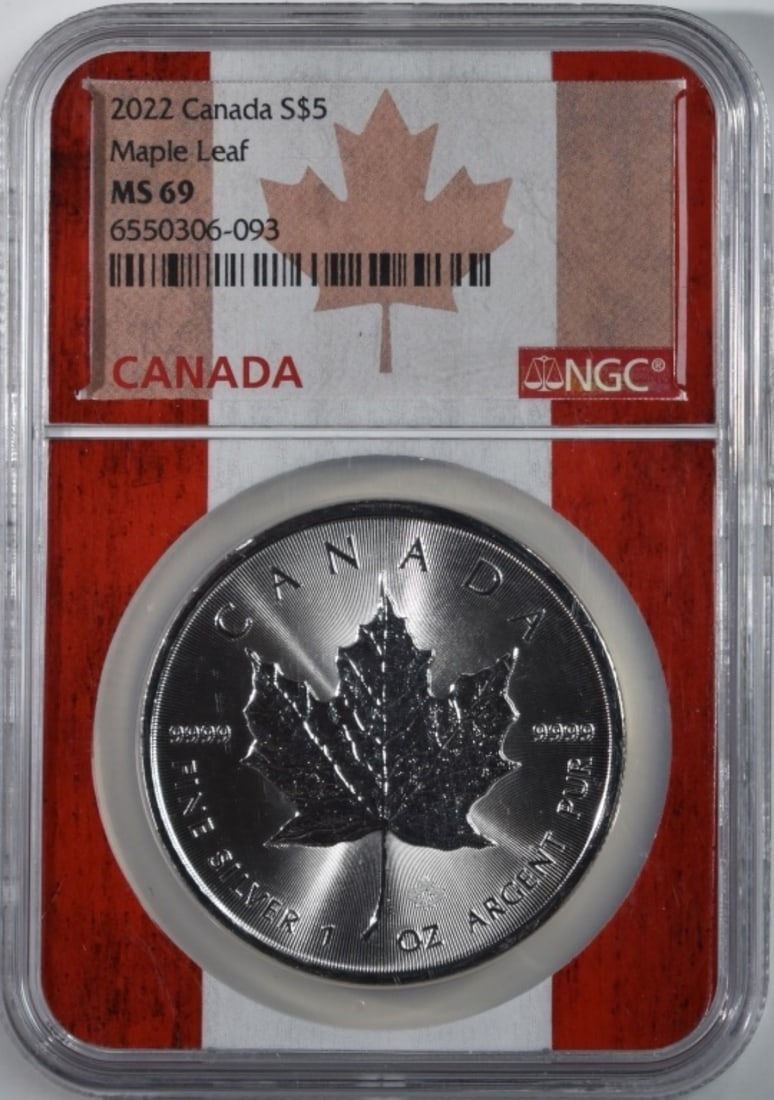 2022 1oz 9999 Silver Canada Maple, NGC MS-69 (1 of 2)