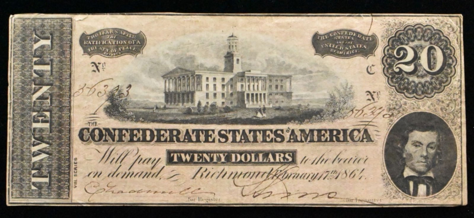 1864 $20 Confederate States of Amercia (1 of 2)