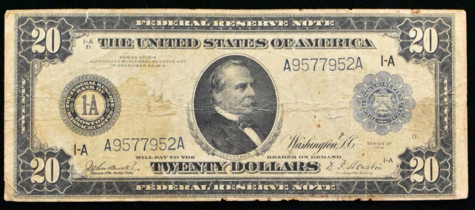 1913 $20 Silver Cert, SN A9577952A I-A: Bid live now!