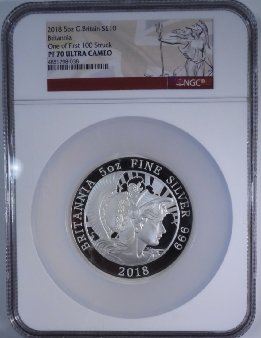 2018 5oz Silver Britannia, NGC PF-70 Ultra Cameo: Top-rated online Auction House.