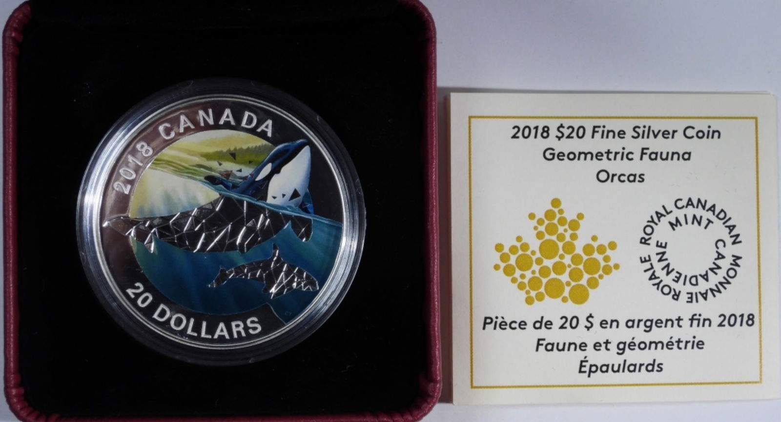 2018 Silver Geometric Fauna: Orcas.: In Original packaging.