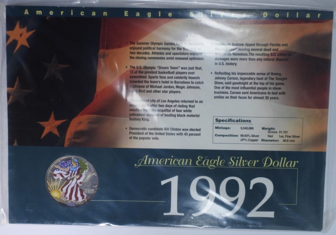 1992 Colorized Am. Silver Eagle (1 of 2)