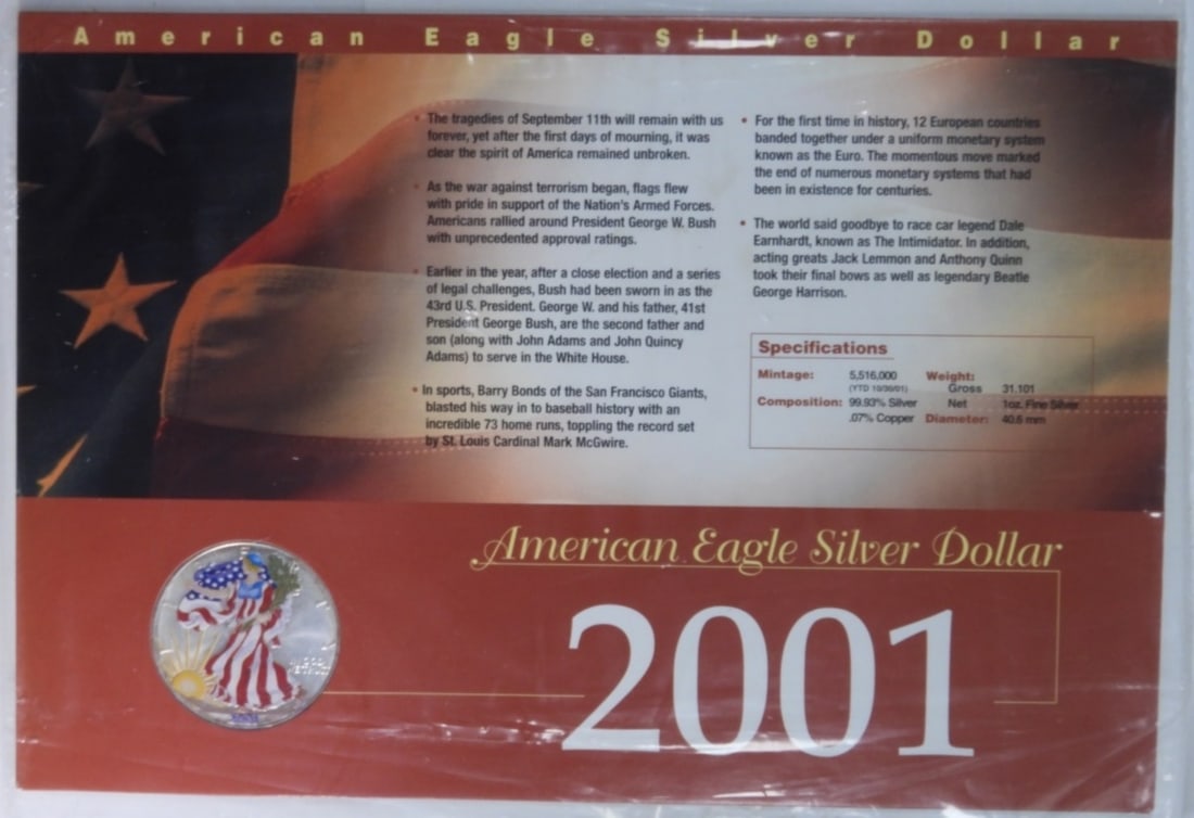 2001 Colorized Am. Silver Eagle (1 of 2)