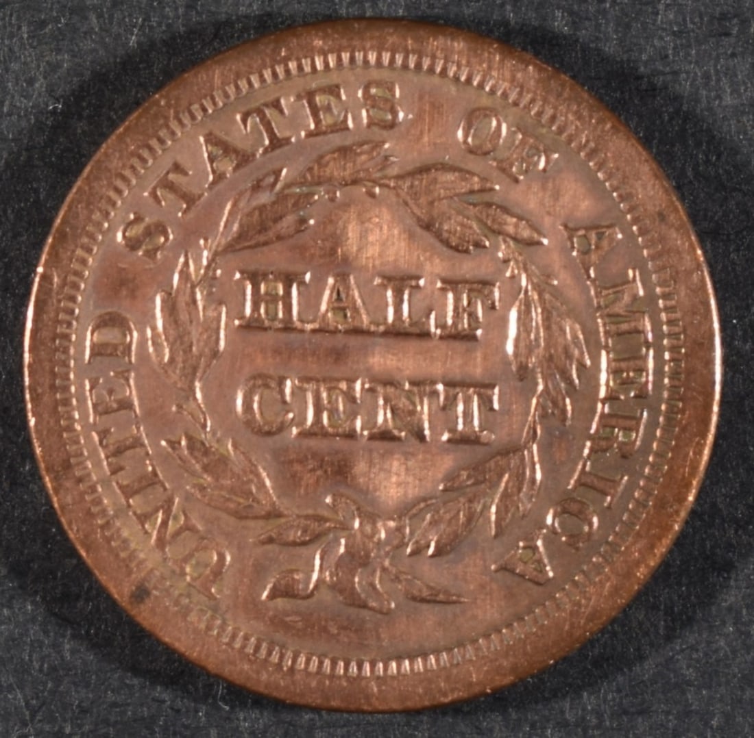 1849 Half Cent, Cleaned - 2