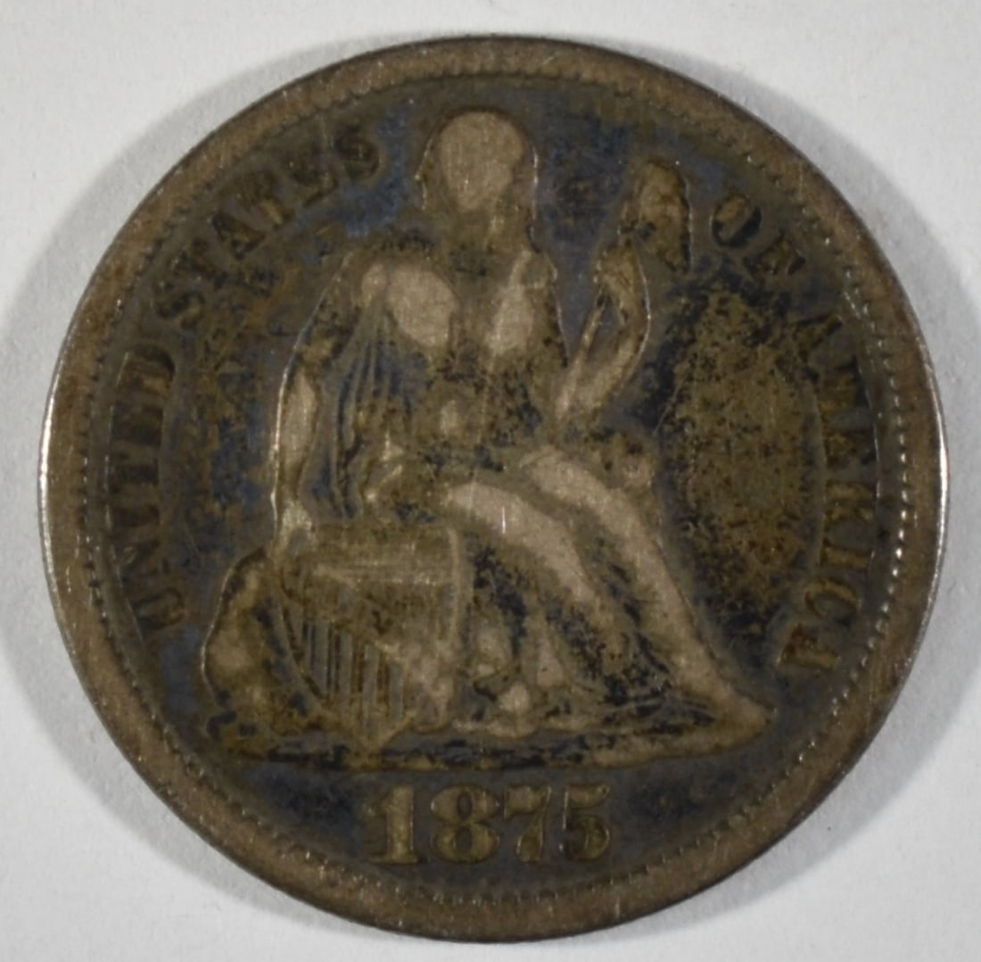 Love Token on 1875 Seated Dime (1 of 2)