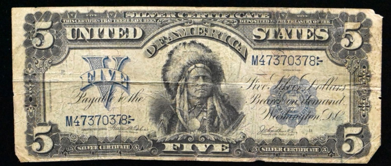 Series 1899 $5 Silver Cert, SN M47370378: Bid live now!