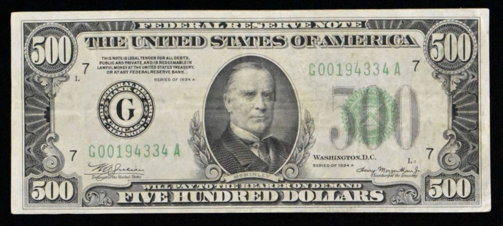 1934 A $500 Federal Reserve Note (1 of 2)