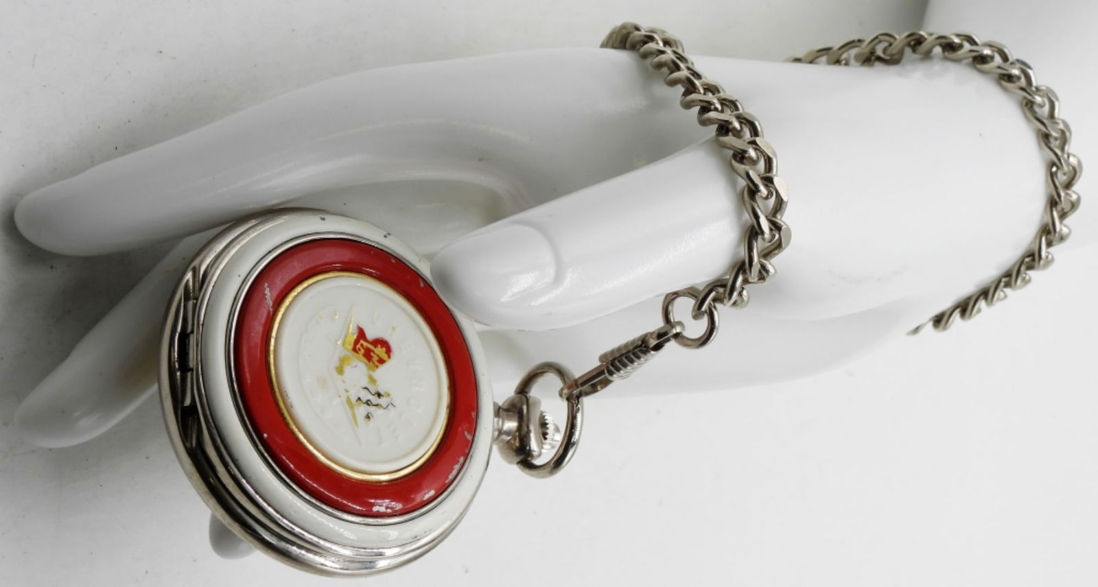 1957 Chevrolet Corvette Pocket Watch: Color is rubbing off! Watches are not verified, authenticated, or tested in running condition unless specified