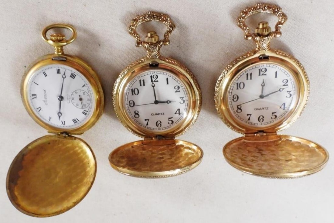 (3) Gold-Tone Pocket Watches (1 of 2)