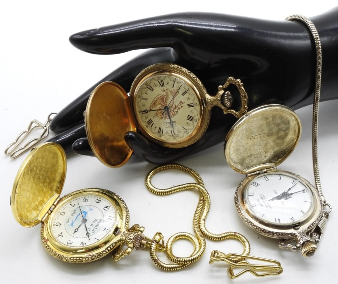 (3) Patriotic Gold-Tone Pocket Watches (1 of 3)