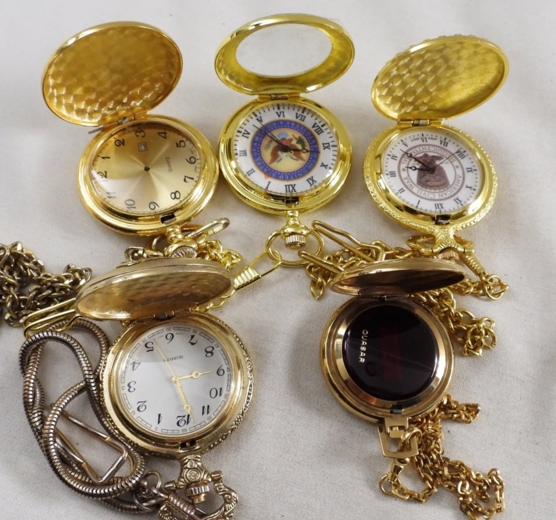 (5) Gold-Tone Pocket Watches With Chains (1 of 2)