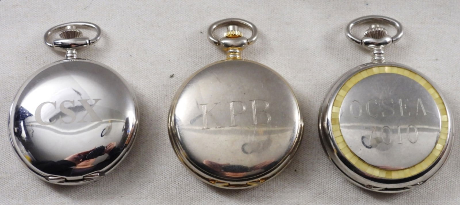 (3) Smooth Silver-Tone Pocket Watches (1 of 3)