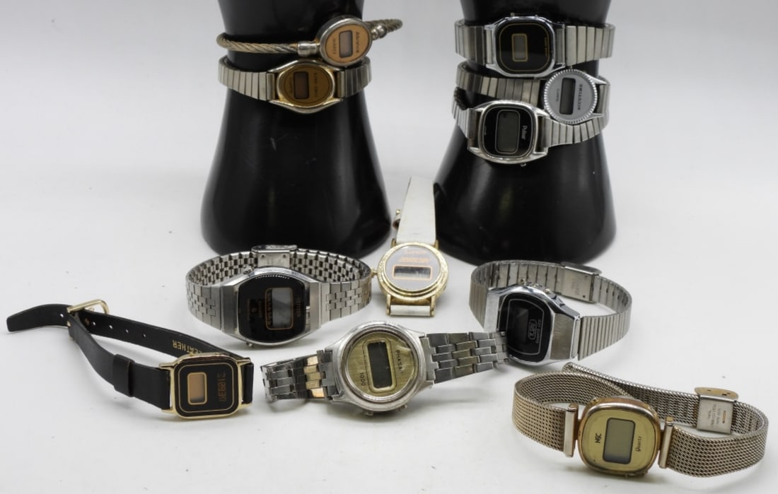 (11) Ladies' Digital Watches: Including Pulsar, Nelsonic, and more. Watches are not verified, authenticated, or tested in running condition unless specified.