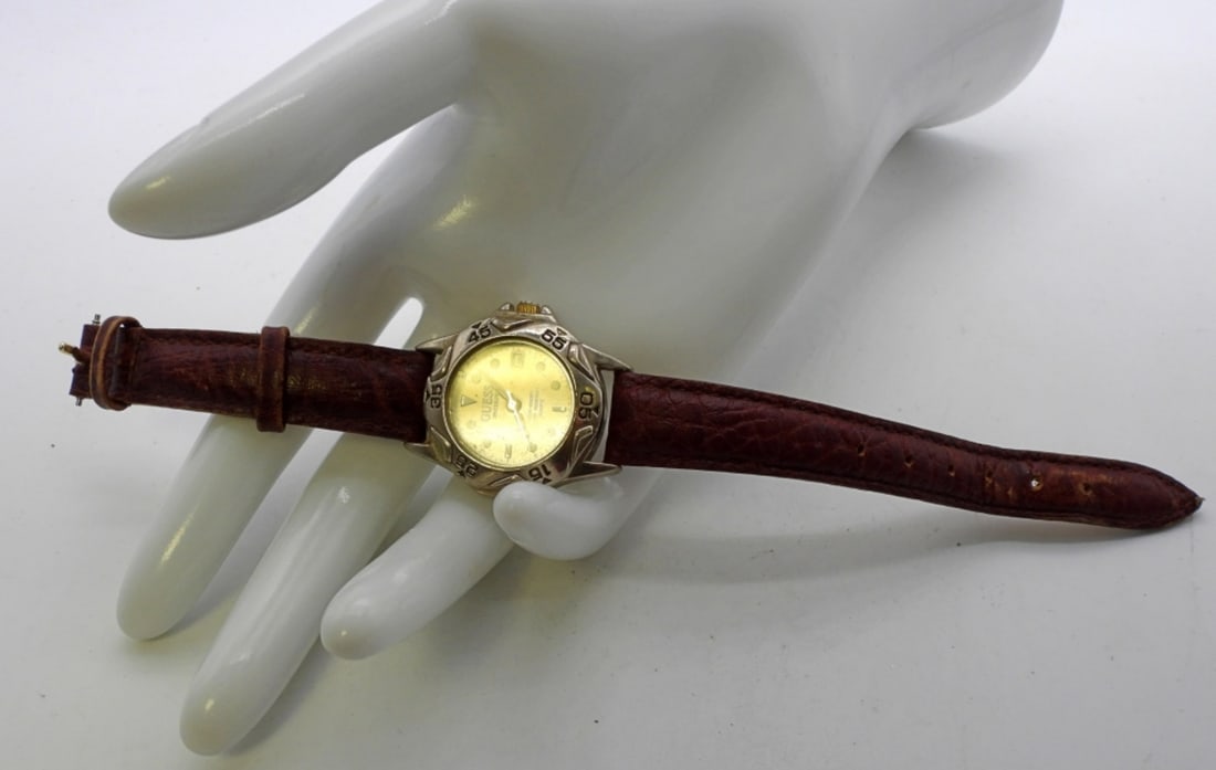 Women's Guess 300M Water Resistant: Genuine Leather band! Watches are not verified, authenticated, or tested in running condition unless specified