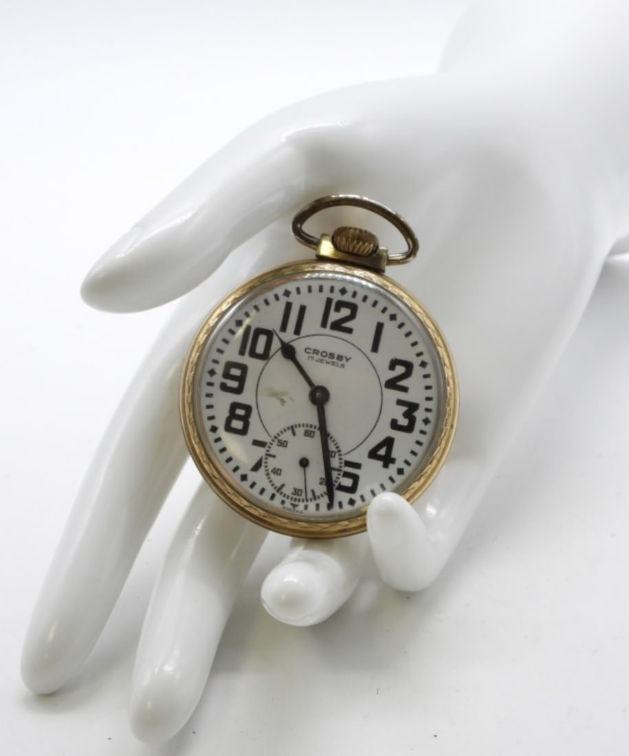 Crosby 17 Jewels Open Face Pocket Watch: This classic design does work when wound. Watches are not verified, authenticated, or tested in running condition unless specified.