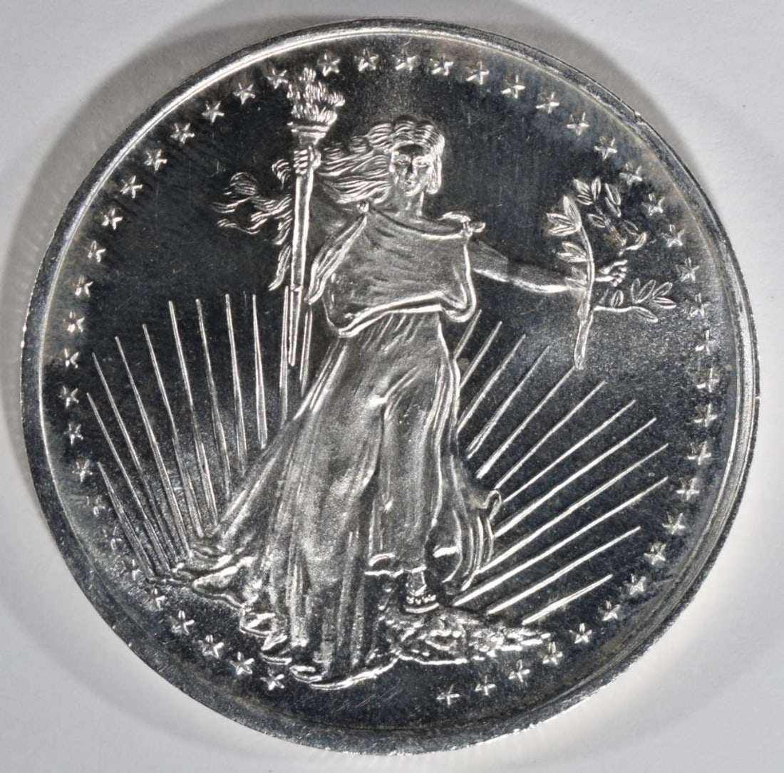 1oz 999 Silver Round- Saint Gaudens: Bid live now!