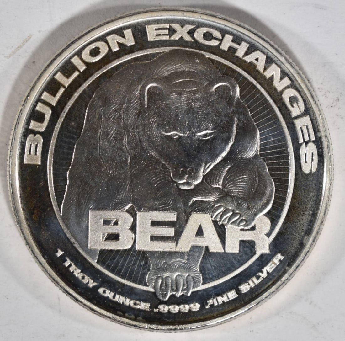 Silver Round- Bull vs Bear 1oz: Bid live now!