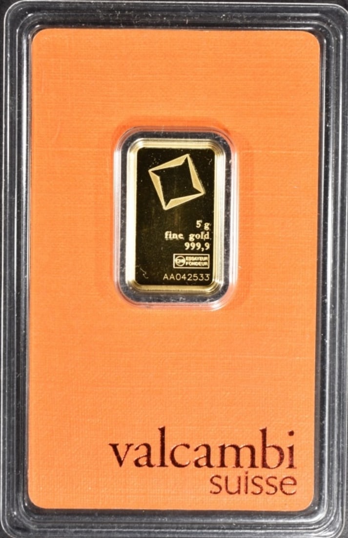 5 Gram .999 Valcambi Gold Bar in Plastic: Follow us on Facebook, Instagram, X, and TikTok.