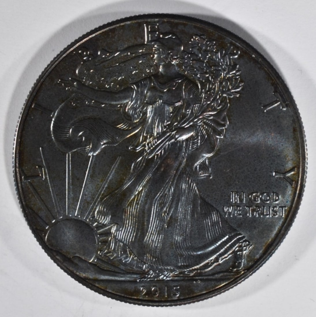 2015 Am. Silver Eagle, Rainbow Toned, BU: Bid with Vintage Auctions