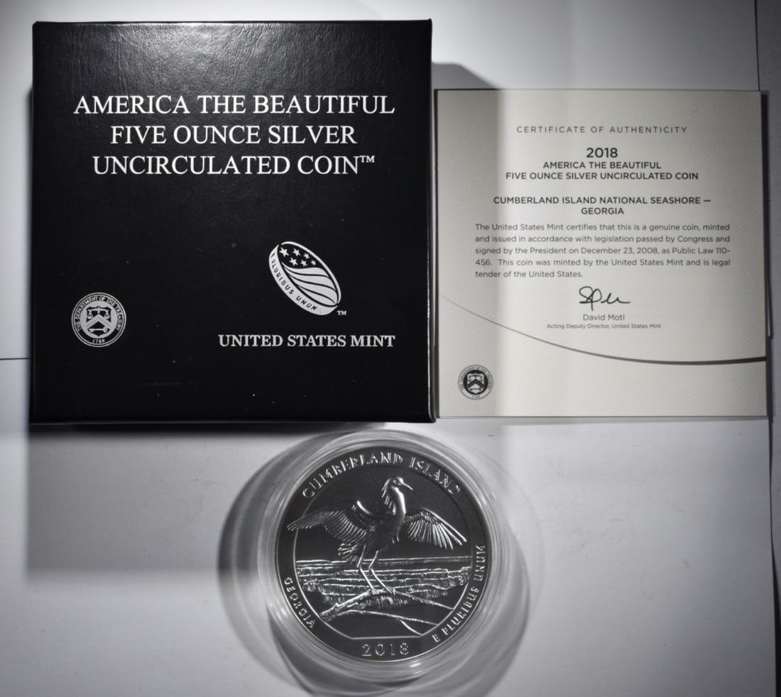 5oz Silver America the Beautiful. In box with COA: Bid live now!