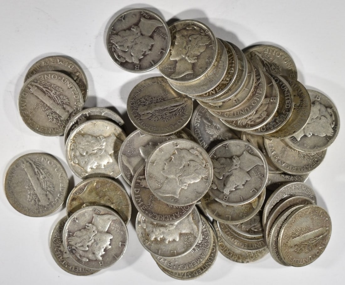 (50) Mixed Date Silver Mercury Dimes (1 of 1)