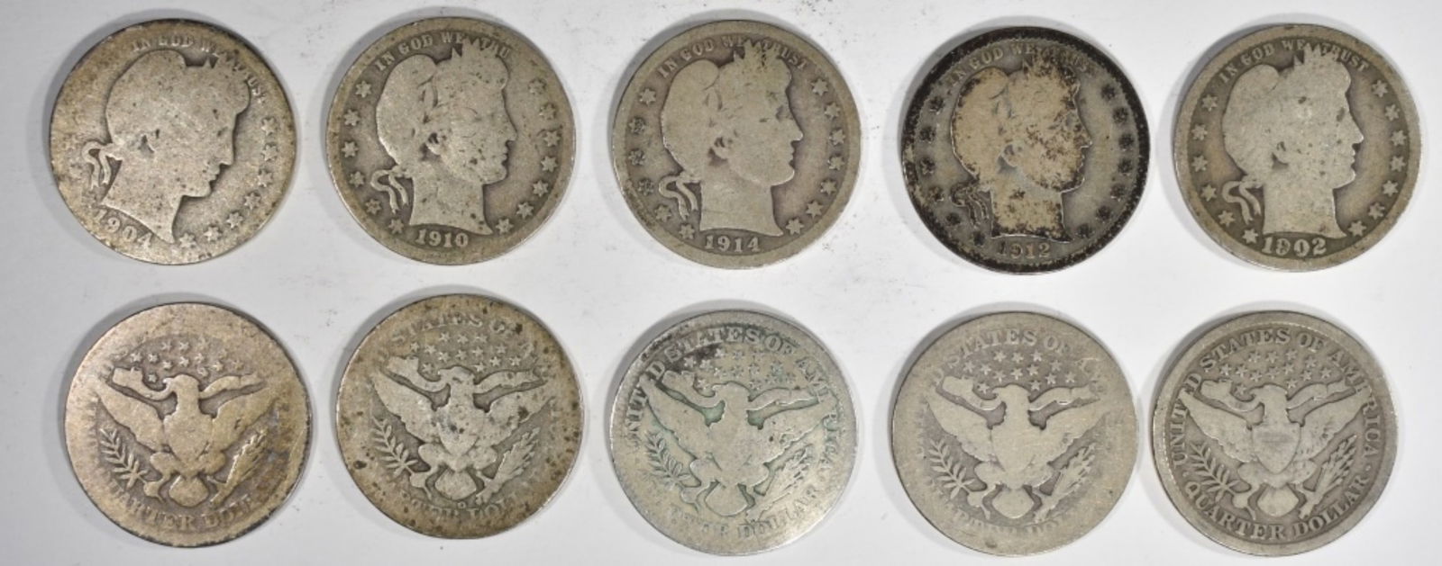 (10) 90 % Silver Barber Quarters (1 of 1)