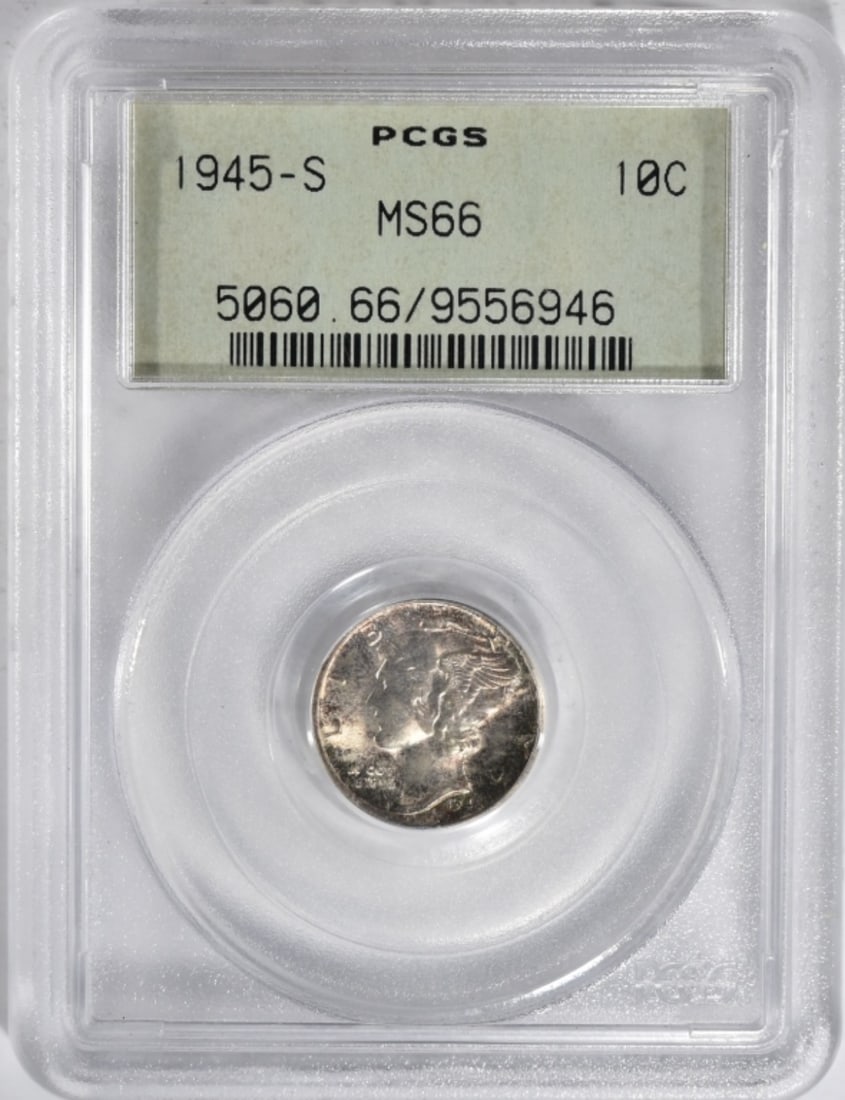 1945-S Mercry Dime, PCGS MS-66: Top-rated online Auction House.