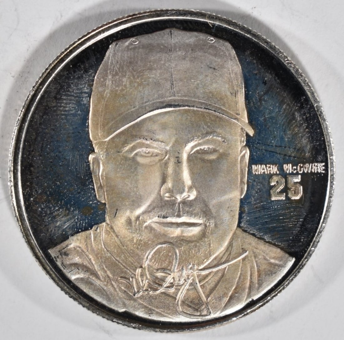 Homerun Heroes 1oz Silver Round- Mark McGwire: Bid with Vintage Auctions!