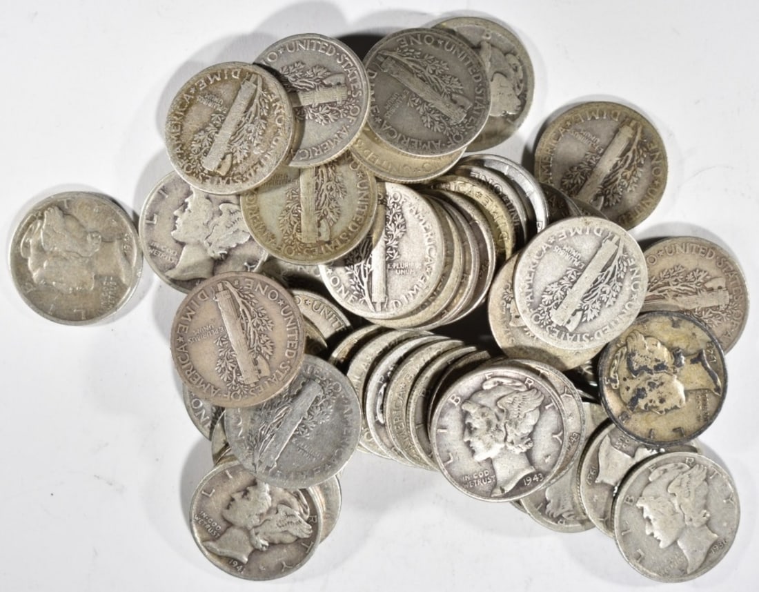 (50) Mixed Date Mercury Dimes 90% Silver (1 of 1)