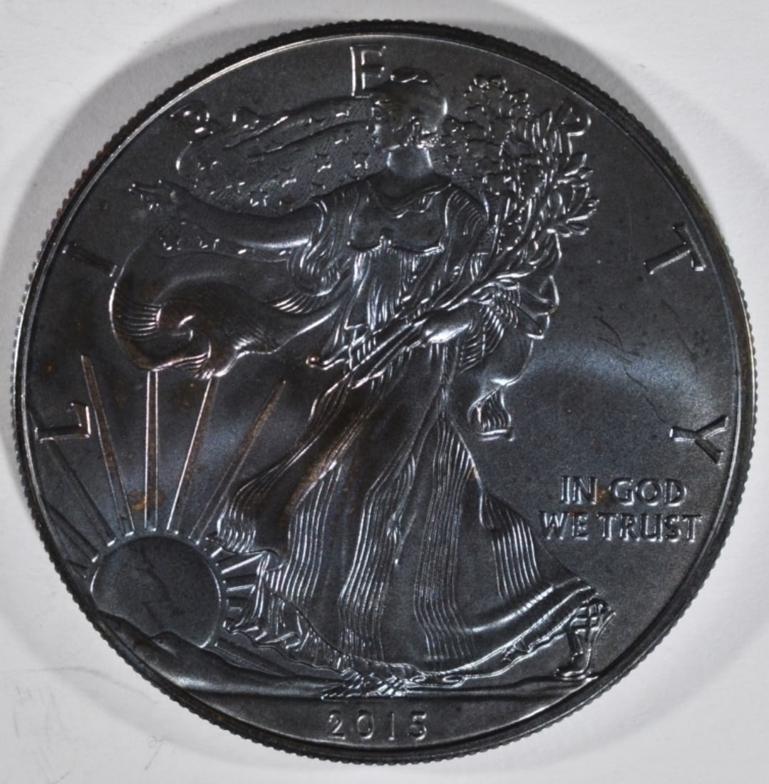 2015 American Silver Eagle, Rainbow Toned, BU (1 of 2)